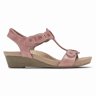 Cunhas Rockport Cobb Hill Hollywood T-Strap Mulher Rosa PT-31782